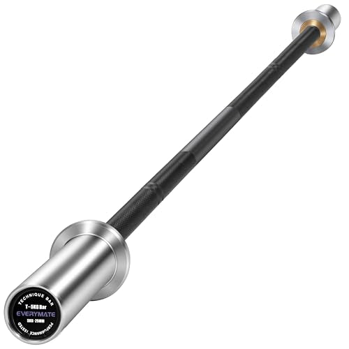 EVERYMATE 5LB Mini Barbell Bar Beginner Women Kid Barbell Total Body Workout Weighted Bar,for Strength Training, for Youth Children New Weightlifting - color: Sliver Sleeves Black Bar, size: 5KG Technique Barbell