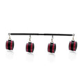 Spreader Bar Heavy Duty Stainless Steel Expandable Silver Bar Home Gym with 4pcs Furry Purple Adjustable Straps,Sports Aid Training Fitness Gear Pilates Aid Kit - style: Black+PU Embossed Red