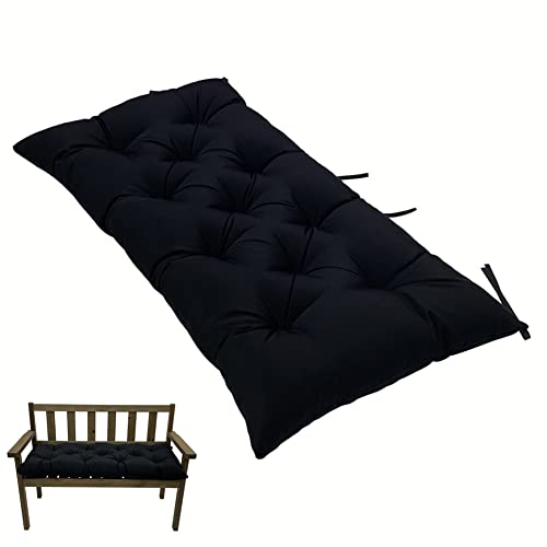 SEAHOME Indoor/Outdoor Bench Cushion,Waterproof Swing Seat Cushion,Outdoor Chair Cuhion,for Lounger Garden Furniture Patio Loveseat Bench (59" x 19.7", Black) - color: Black, size: 59" x 19.7"