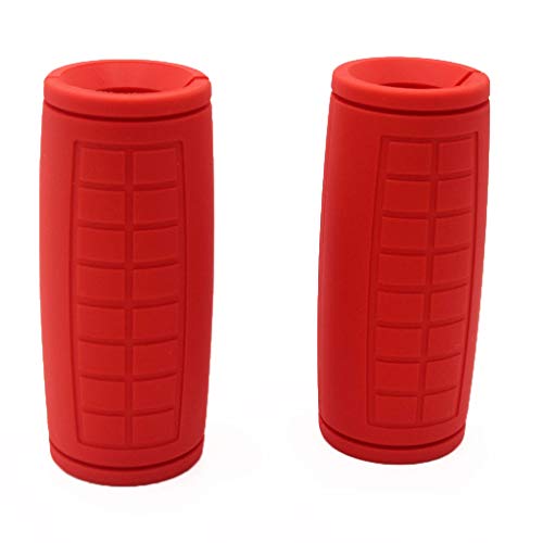 Weight Bar Grips Fit Standard Barbell, Dumbell Handles, Thick Bar Training Adapter For WeightLifting & Cable Attachments Fitness Training Rope Grips For Body Arm Forearm Builder Strength - color: Red