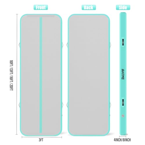 IBATMS Inflatable Gymnastics Mat 10/13/16/20ft, Air Tumbling Mat Track - color: Mint green, size: 20ft(6x0.9x0.1m)