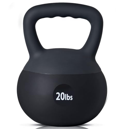 sogesfurniture Soft Kettlebells,Safe Strength Training Kettlebells,Iron Sand Filled Weights Strength Training Kettlebells,Fitness Soft Kettlebells for Women Men Children - color: 20LBS-Black&Grey