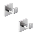 TASTOS Bath Towel Hooks Brushed Nickel, 2 Pack Stainless Steel Robe Coat and Clothes Hook, Heavy Duty Wall Hook for Bathroom & Kitchen, Modern Square Style Wall Mounted (Silver) - color: Brushed Nickel, size: Square (2 Pack)