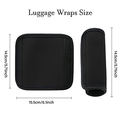 2 Pack Luggage Handle Wraps for Suitcase, Bright Color Comfort Soft Handle Covers (Black) - color: Black