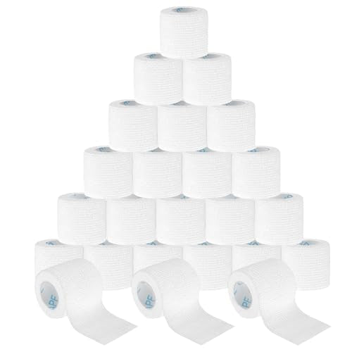 OK TAPE 24 Rolls Self Adhesive Bandage Wrap, Elastic Athletic Tape, Self Stick Bandage Tape, Vet Wrap, Medical Wrap for Wrist, Feet, 2" x 5 Yards, White - color: White, size: 2 Inch-24 Pack