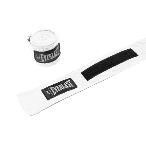Everlast Core Handwraps 120in – Boxing Hand Wraps for Gloves, Wrist & Knuckle Support - color: White & Black, size: 120 Inch