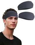 Headbands for Men & Women, Sweat Headband Non-Slip Sweatband Sports Running Cycling Yoga Basketball Workout Football Training - color: Grey Pack