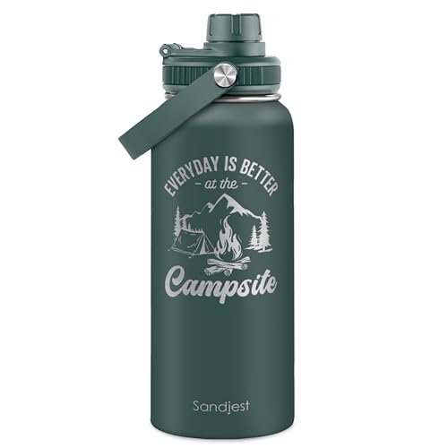 Camping Insulated Stainless Steel Water Bottle 32oz, Everyday is Better with the Campsite, Vacuum Chug Lid Travel Tumbler for Men Friends Dad Brothers Camping Lovers, Gift for Birthday Christmas - color: Camping