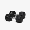 Nike Rubber Hex Dumbbell Pair - color: Black / White, size: 25 lb