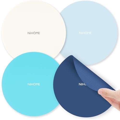 NIHOME Silicone Jar Opener – 6 Inch Large Anti-Slip Grip Pads, Premium 100% Food-Grade Silicone, Stylish Designer Colors, Multi-Purpose Heat-Resistant Mat & Coaster, Set of 4 (Ocean Gradient) - color: Ocean Gradient-4PCS, size: Round Shape