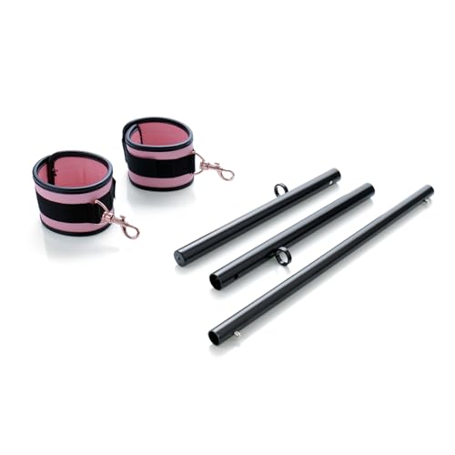 Spreader Bar Heavy Duty Expandable Exercise with 2 pcs Adjustable Strap, Yoga Training Fitness Gear, Workout Bar,Sports Gym Kit - style: Black+Pink PU Kit