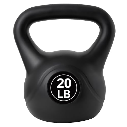 ALTLER Vinyl Plastic Concrete Kettlebell 10-50LBS Safe Strength Training Kettlebell Anti-Slip Grip Weight for Home Workouts and Men/Women/Beginners - size: 20LB