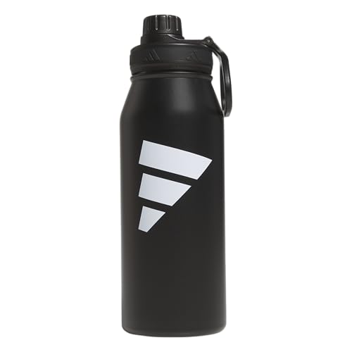 adidas Stainless Steel Metal Water Bottle 34 oz (1L) Screw Cap - color: Black/White/2
