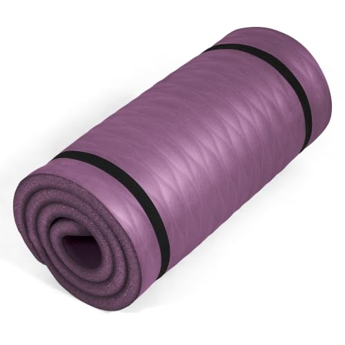 Tone Fitness 1-Inch Thick Yoga Mat | High-Density, Non-slip Exercise Mat with Carrying Strap for Yoga, Pilates, & Home Gym Workouts | Multiple Options - color: Purple, style: Mesh