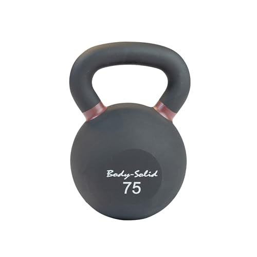 Body-Solid Matte Powder Coat Kettlebell with Kettle Grip Handle, Perfect Kettlebells for Weight Training and Core Workout Exercise Equipment - style: 75 lbs.