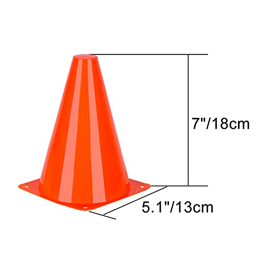 7 Inch Soccer Cones, 24 Pack Cones Sports Training Agility Field Marker Plastic Cones for Skating Basketball Football Practice Drills, Indoor Outdoor Activity Events Games Obstacle Course - 6 Colors