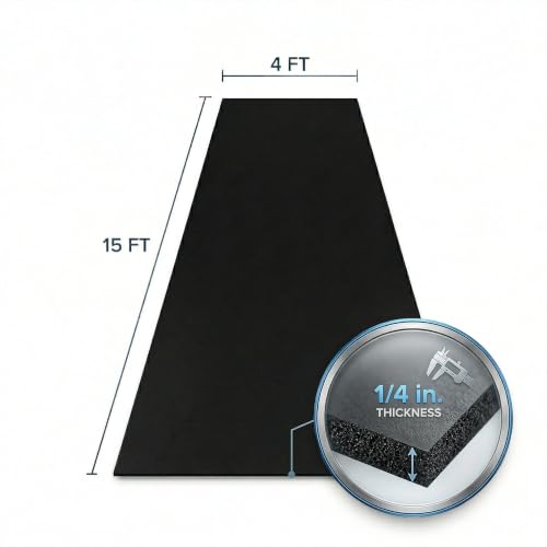 Flooring Inc's 1/4" Thick Tough Rubber Flooring Roll | Flexible Recycled Rubber Floor Mats for Home Gym | Heavy Duty Rubber Mat for Home Gyms, Sheds, Horse Stall Mat or Trailer - color: Black, size: 180"L x 48"W x 0.3"Th