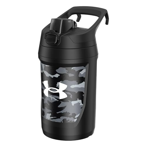 Under Armour 32 oz Insulated Water Bottles - Sports Water Jug with Fence Hook, Leak Resistant for Baseball, Football & More, 32 oz Insulated, Black Woodland - color: Black Woodland, size: 32 Ounces