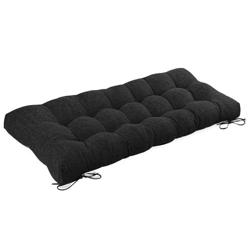 Indoor Bench Cushion for Indoor Furniture 48"x19" Black 1 Pc | Thick, Stay in Place, Textured Fabric, for Entryway Window Shoe Storage and Kitchen Bench, Comfort Sitting, Upgrade Decor - color: Black