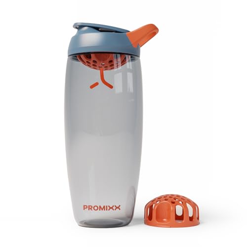 Promixx Pursuit Protein Shaker Bottle – 32oz Silent Snap-Fit Mixer for Lump-Free Shakes – Leak-Proof BPA-Free Ecozen Gym Shaker with Measurement Marks for Fitness and Travel – Midnight Blue - color: Midnight Blue, style: 32oz