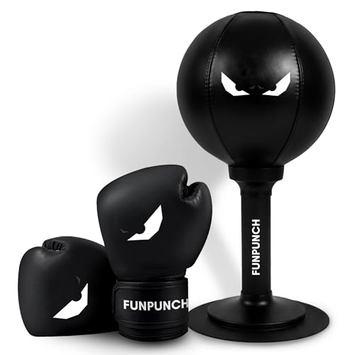 Bundle - Desktop Punching Bag and Boxing Gloves for Kids - Great Kids Boxing Set