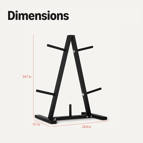 Amazon Basics Weight Plate Tree Rack, Durable Steel, Space-Saving Vertical Design for Home Gym - size: 1" Weight Plate Tree, 300 lbs