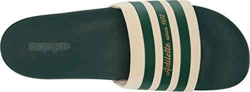 adidas Women's Adilette Comfort Slides - color: Wonder White/Collegiate Green/Gold Metallic, size: 18 Women/17 Men