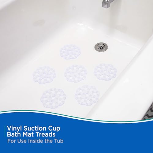 Kenney KN61549 Vinyl Bath Treads with Suction Cups for Use Inside The Bathroom Shower, 5" L x 5" W, Clear (Pack of 4) - size: 5" (Round) (Pack of 4)