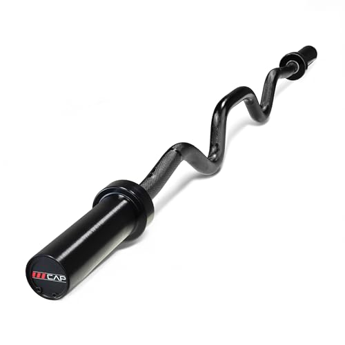 CAP 48" Olympic Super Curl Bar | Heavy Duty Solid Steel, 500 lb Capacity - color: Black, style: Elite