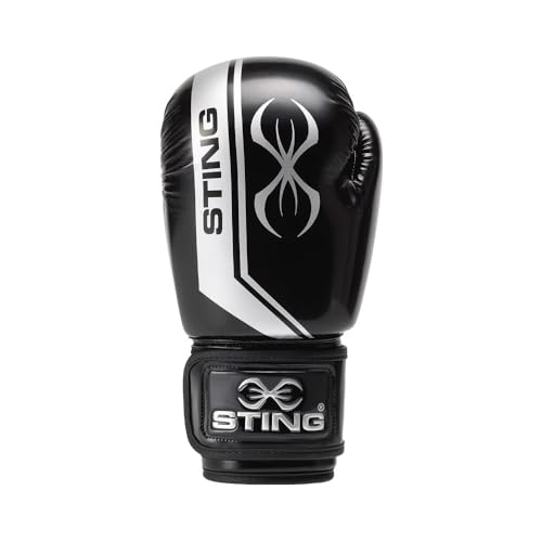 STING Armalite Boxing Gloves, Durable Boxing Equipment for Boxing Training, Balanced Weight Distribution | SLV3 Outer Skin, SAS Layering, Hi Flow Core Padding, Comfortline 3D Liner - color: Black/Silver, size: 16 Oz