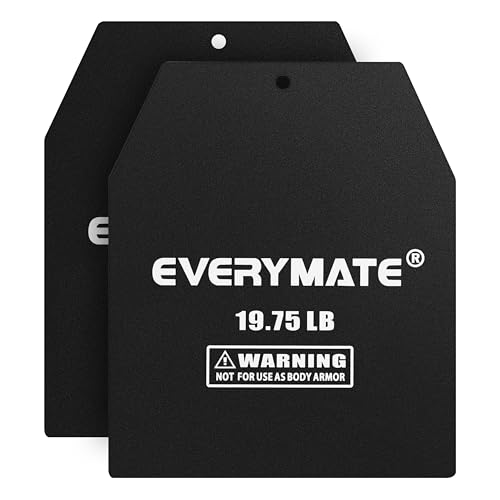 EVERYMATE Tactical Weighted Vest Plates – 3.75/5.75/8.75/14.5/19.75LB Pairs – Insert Weighted Vest Plates- Contoured Ergonomic Fit – WODs, Strength Training, Running, Weight Plates for Vest - color: 19.75LB*2, size: Straight