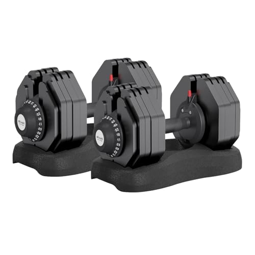 ATIVAFIT Adjustable Dumbbell Set of 2, 5–88LB Quick Dial Free Weights with Double Safety Lock, Anti-Slip Steel Handle & Storage Box, Space Saving Home Gym Equipment for Full Body Strength Training, Suitable for Home Fitness Users - color: Black-88lbs