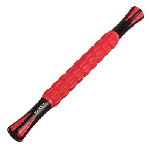 YANSYI Professional 9-Roller Deep Tissue Massage Stick - Portable Muscle Recovery Roller for Athletes, Relieves Post-Workout Soreness & Leg/Back Pain - Portable Physio Tool (Red) - color: Red