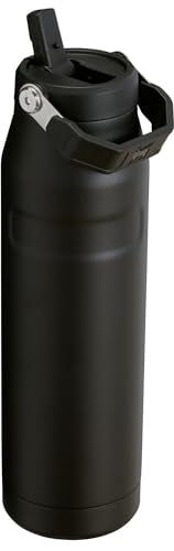 Stanley IceFlow Flip Straw 2.0 Water Bottle 36 OZ | Built-In Straw with Larger Opening | Lightweight & Leak-Resistant | Insulated Stainless Steel | BPA-Free | Black 2.0 - color: Black, size: 36 Ounces