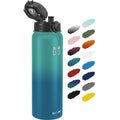 Fanhaw 32 oz Insulated Stainless Steel Water Bottle with Anti-Dust Chug Lid, Leakproof Vacuum Sports Bottle for Kids, Teens & Adults, Back to School Essentials (Green Blue) - color: Green Blue, style: 32 Ounces