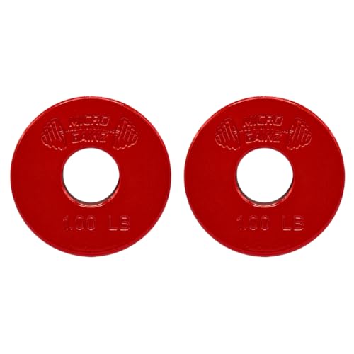 Micro Gainz Standard 1-Inch Center Hole Fractional Weight Plates Set of 2 Plates, Choose Set (.25LB-1.25LB), Designed for Standard 1-inch Barbells & Dumbbells, Made In USA - color: 1lb Red
