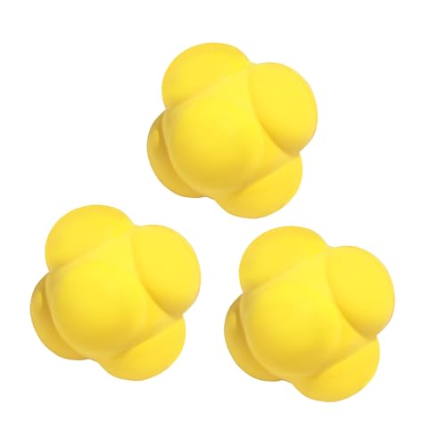 GSE Games & Sports Expert Sports Reaction Balls, Reactivity Ball for Field Training, Agility Trainer for Baseball, Rubber Bounce Balls for Hand-Eye Coordination & Speed Reflex Training - color: Yellow, style: 3-Pack