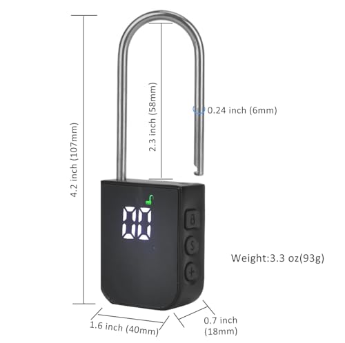 99 Days Timer Padlock,Max Timing Over 3 Month with LCD Display,USB Rechargeable Timed Padlock, Add 10inch Steel Cable (Black)