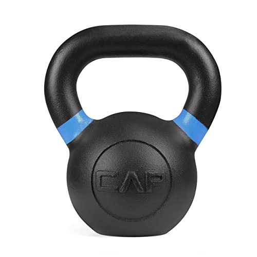 WF Athletic Supply Powder Coated Kettlebells, Black Matte Kettlebell Weights for Strength Training, Conditioning and Functional Fitness, LB and KG Markings - color: c. 26 LB