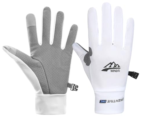 SUJAYU Full Finger UV Protection Gloves - Women & Men, Thin Fishing, Hiking, Cycling, Driving, Gym Gloves - color: White, size: Medium