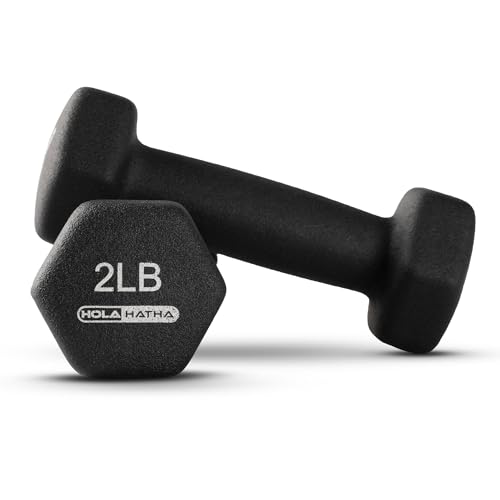 HolaHatha 1, 2 and 3 lb Neoprene Dumbbell Strength Training Weight Set with Rack - color: Black, size: 56 LB