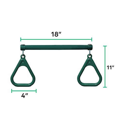 Jungle Gym Kingdom Swing Sets for Backyard, Monkey Bars & Swingset Accessories - Set Includes 18" Trapeze Swing Bar & 48" Heavy Duty Chain with Locking Carabiners - Outdoor Play Equipment (Green) - color: Green