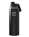 IRON °FLASK 40 oz Wide Mouth Water Bottle with Spout | Insulated Stainless Steel Sports Water Bottle with Leakproof Spout Lid - BPA Free, Cold 24 Hrs, Sweat Free (Midnight Black) - color: Midnight Black, style: Spout - 40 Oz (1 Lid)