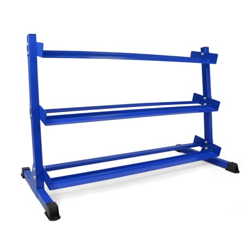 WF Athletic Supply Heavy-Duty Dumbbell Rack Stand, Weight Rack for Home Gym, Weight Holder, Available Sizes for Storage 5-50LB or 5-75LB Dumbbell Pairs, Black/Red/Green/Blue, RACK ONLY - color: Blue