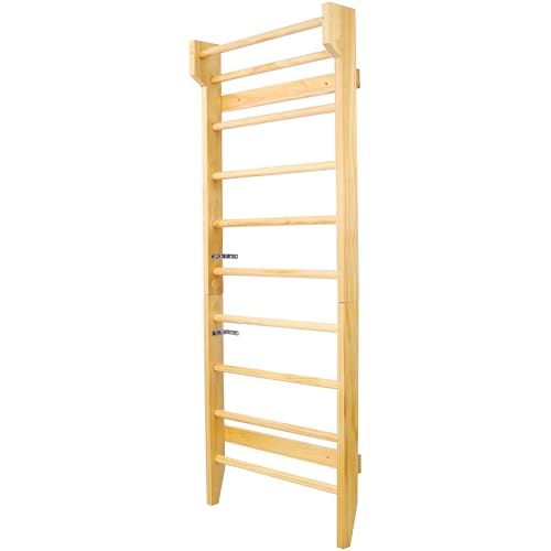 LifeSky Wall Mounted Stall Bars: Professional Home Gym Ladder for Stretching & Strength Training - Multi-Use Wooden Swedish Ladder for Adults & Physical Therapy - Wall Mounted Pull Up Bar for Function
