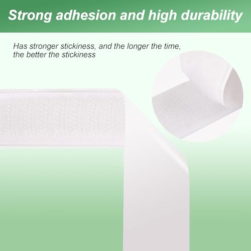 1''×41Ft White Heavy Duty Hook And Loop Tape Adhesive, No Punching Picture Wall Mounting Roll, Sticky Back Couch Cushion Grip, Keep Rugs in Place, Strong Adhesive Tape for DIY at Classroom Office Home - size: 1In × 41Ft, style: White