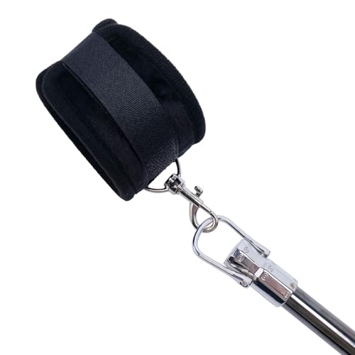 Spreader Bar Stainless Steel Vintage Black Bar with 2pcs Adjustable Straps,Sports Aid Training Fitness Gear Pilates Aid Kit, Home Restore Pilates Indoor Yoga Set - style: Fixed Silver+Black Furry Kit