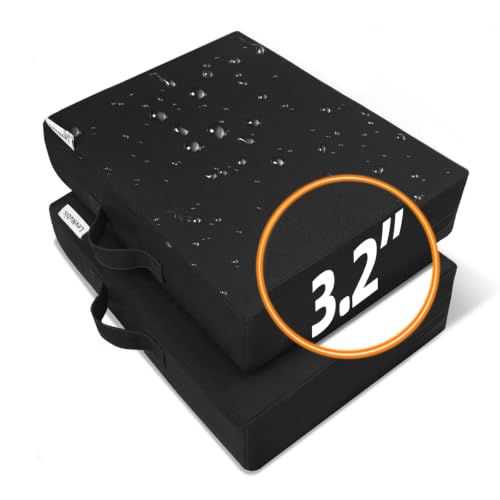 2 PCS Stadium Seat Cushions,Portable Waterproof Bleacher Pads with Handle,2.2" Foam Stadium Pads with 900D Oxford & Water-Repellent Lining for Indoor Outdoor Events - color: Black, size: 3.2''