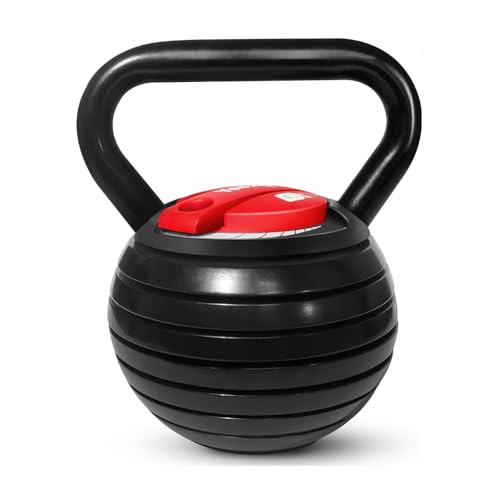 Yes4All Adjustable Kettlebell Set, 20–40 LB Weight Set, Solid Cast Iron Handle with Spacer Disks & Secure Lock, Space-Saving Kettlebell for Home Gym Strength Training, Black - size: 40.0 Pounds