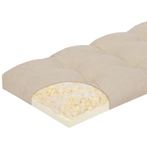 baibu 42 Inch Memory Foam Bench Cushion, Dual-Layer Patent Design Non-Slip Indoor Bench Cushion with Ties, 42x15x3Inch, Beige - color: Beige, size: 42x15x3 Inch (Pack of 1)